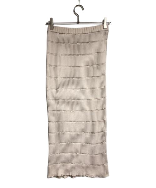 PLEATS PLEASE（プリーツプリーズ）PLEATS PLEASE (プリーツプリーズ) ジグリーニットスカート/JIGGLY KNIT Skirt ベージュ サイズ:Freeの古着・服飾アイテム