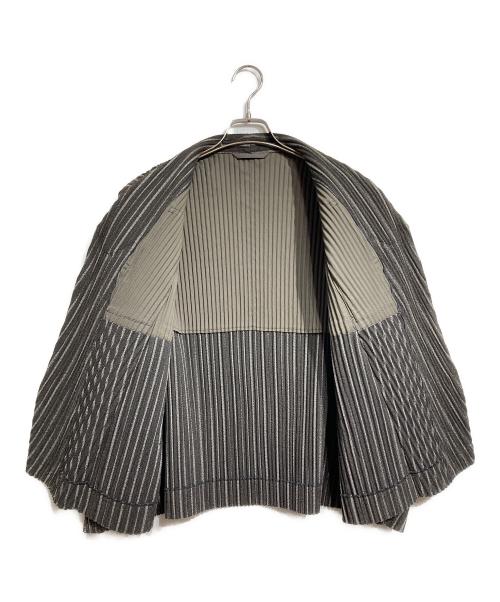 HOMME PLISSE ISSEY MIYAKE（オム プリッセ イッセイ ミヤケ）HOMME PLISSE ISSEY MIYAKE (オム プリッセ イッセイ ミヤケ) ストライププリーツジャケット/Striped pleated jacket ブラウン サイズ:2の古着・服飾アイテム