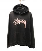 stussyステューシー）の古着「フロントロゴフーディー」｜ブラック