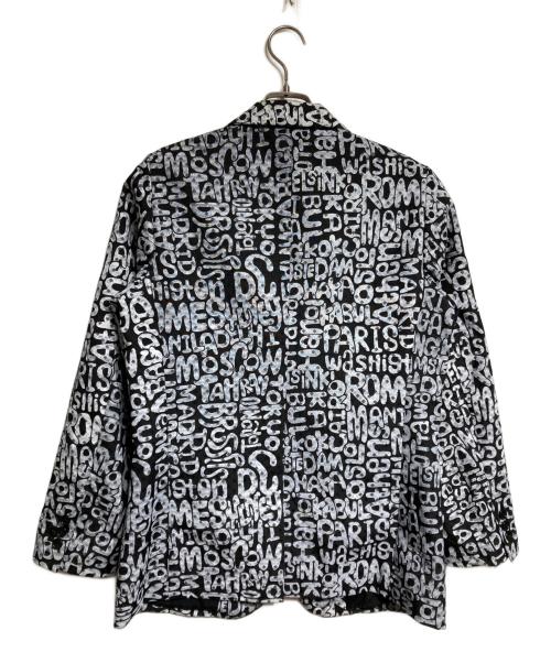 BLACK COMME des GARCONS（ブラックコムデギャルソン）BLACK COMME des GARCONS (ブラックコムデギャルソン) メッセージプリント・ポリジャガードジャケット/Message print polyester jacquard jacket ブラック サイズ:Lの古着・服飾アイテム