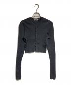 AURALEEオーラリー）の古着「SUPER FINE WOOL HIGH GAUGE RIB KNIT SHORT CARDIGAN/スーパーファインウール ハイゲージ リブニット ショート カーディガン」｜グレー