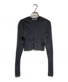 AURALEE（オーラリー）の古着「SUPER FINE WOOL HIGH GAUGE RIB KNIT SHORT CARDIGAN/スーパーファインウール ハイゲージ リブニット ショート カーディガン」｜グレー