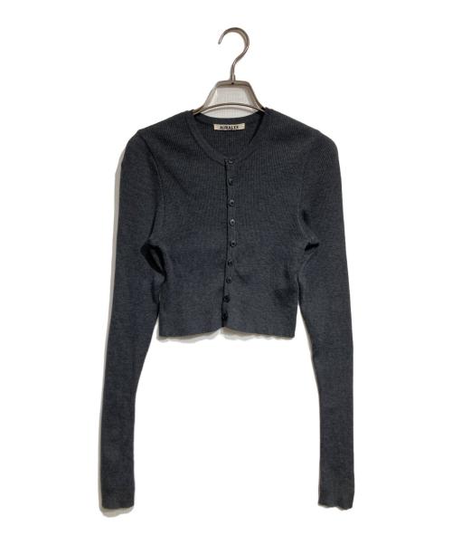 AURALEE（オーラリー）AURALEE (オーラリー) SUPER FINE WOOL HIGH GAUGE RIB KNIT SHORT CARDIGAN/スーパーファインウール ハイゲージ リブニット ショート カーディガン グレー サイズ:1の古着・服飾アイテム