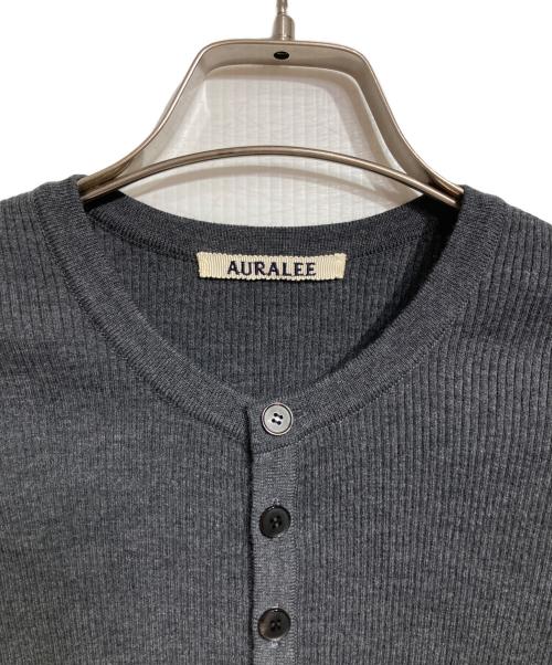 AURALEE（オーラリー）AURALEE (オーラリー) SUPER FINE WOOL HIGH GAUGE RIB KNIT SHORT CARDIGAN/スーパーファインウール ハイゲージ リブニット ショート カーディガン グレー サイズ:1の古着・服飾アイテム