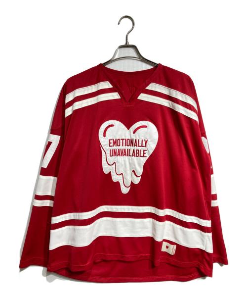 EMOTIONALLY UNAVAILABLE（エモーショナリー・アンアベイラブル）EMOTIONALLY UNAVAILABLE (エモーショナリー・アンアベイラブル) HOCKEY JERSEY/ホッケージャージ レッド サイズ:XLの古着・服飾アイテム