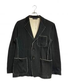 ISSEY MIYAKE（イッセイミヤケ）の古着「断ち切りデザインコットン3Bジャケット/Raw-edge Cotton 3-Button Blazer / Jacket」｜ブラック