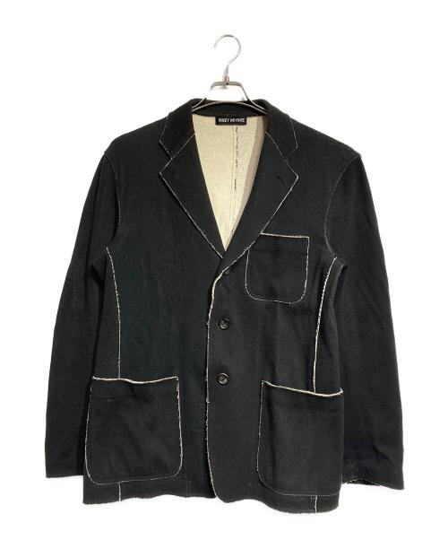 ISSEY MIYAKE（イッセイミヤケ）ISSEY MIYAKE (イッセイミヤケ) 断ち切りデザインコットン3Bジャケット/Raw-edge Cotton 3-Button Blazer / Jacket ブラック サイズ:4の古着・服飾アイテム