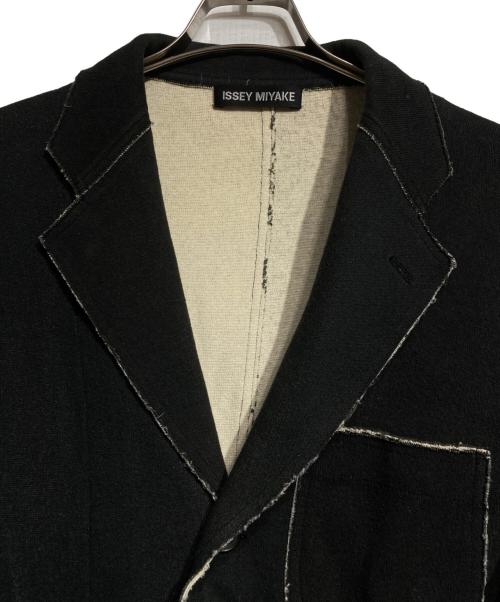 ISSEY MIYAKE（イッセイミヤケ）ISSEY MIYAKE (イッセイミヤケ) 断ち切りデザインコットン3Bジャケット/Raw-edge Cotton 3-Button Blazer / Jacket ブラック サイズ:4の古着・服飾アイテム