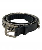 BALMAINバルマン）の古着「レザー チェーン ベルト/Leather chain belt」｜ブラック