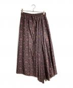 T-mat Masaki-Parisティーマット マサキ パリス）の古着「フラワープリントスカート/Flower print skirt」｜レッド×ネイビー