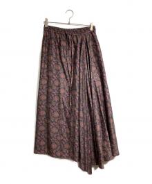 T-mat Masaki-Paris（ティーマット マサキ パリス）の古着「フラワープリントスカート/Flower print skirt」｜レッド×ネイビー