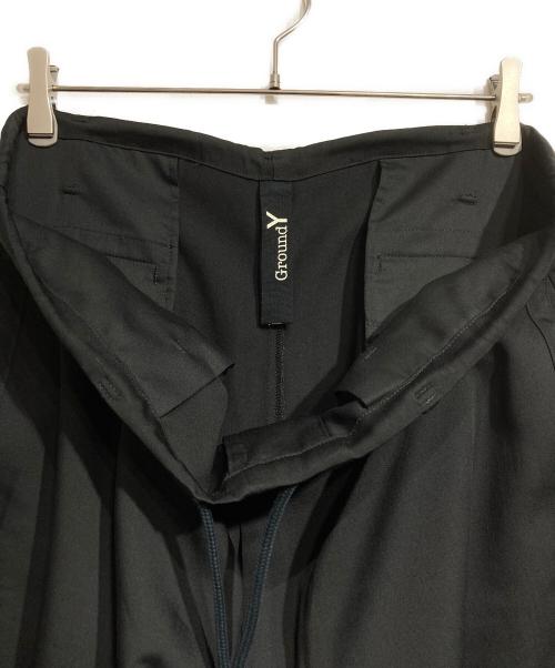 GROUND Y（グラウンドワイ）GROUND Y (グラウンドワイ) Wool-poly drawstring pants/ウール ポリ ドローストリングパンツ ブラック サイズ:3の古着・服飾アイテム