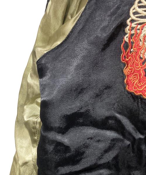 花旅楽団（ハナタビガクダン）花旅楽団 (ハナタビガクダン) スカジャン/ Sukajan ブラック サイズ:Ｌの古着・服飾アイテム