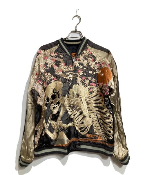 花旅楽団（ハナタビガクダン）花旅楽団 (ハナタビガクダン) スカジャン/ Sukajan ブラック サイズ:Ｌの古着・服飾アイテム