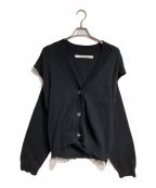 PERVERZEパーバーズ）の古着「crash wide knit cardigan/クラッシュワイドニットカーディガン」｜ブラック