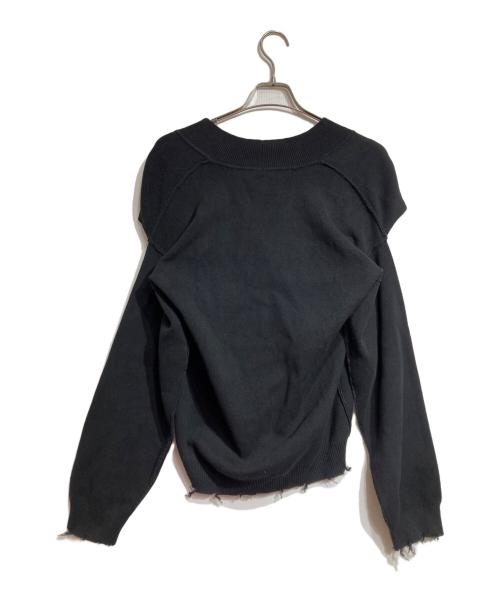 PERVERZE（パーバーズ）PERVERZE (パーバーズ) crash wide knit cardigan/クラッシュワイドニットカーディガン ブラック サイズ:Freeの古着・服飾アイテム