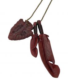 ROOSTER KING（ルースターキング）の古着「レザーフェザーネックレス/Leather Feather Necklace」｜レッド