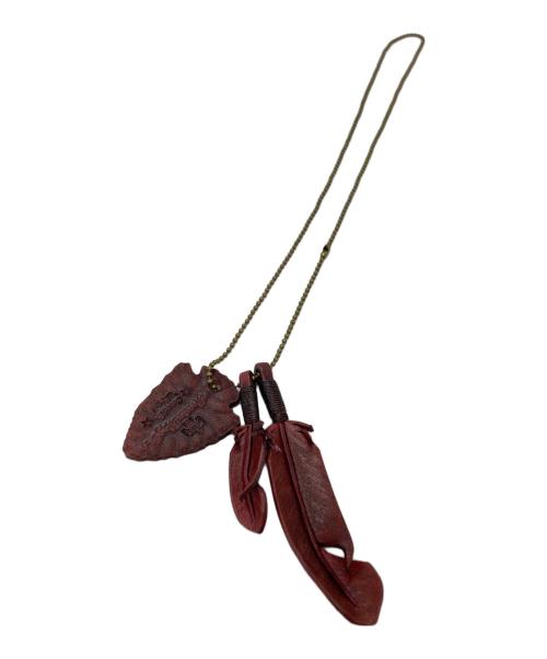 ROOSTER KING（ルースターキング）ROOSTER KING (ルースターキング) レザーフェザーネックレス/Leather Feather Necklace レッドの古着・服飾アイテム