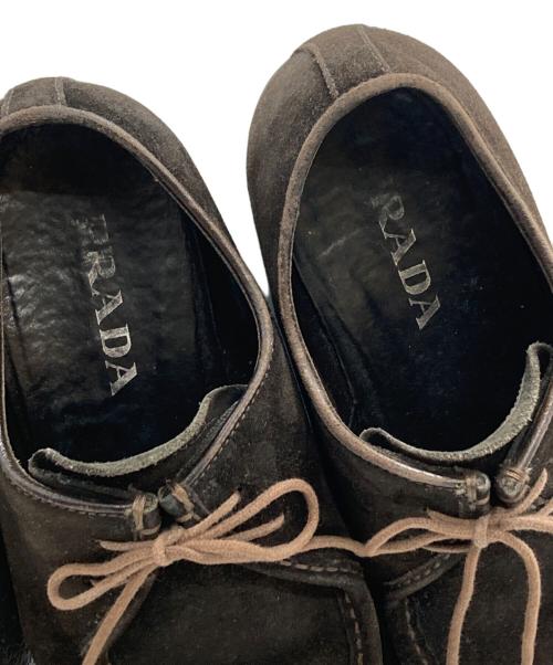 PRADA（プラダ）PRADA (プラダ) スウェードＵチップシューズ/Suede split-toe derby shoes ブラウン サイズ:6の古着・服飾アイテム