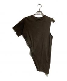 NUMBER (N)INE（ナンバーナイン）の古着「ダメージ加工アシンメトリーカットソー/Distressed asymmetric top や Ripped asymmetrical cut-and-sewn」｜ブラウン