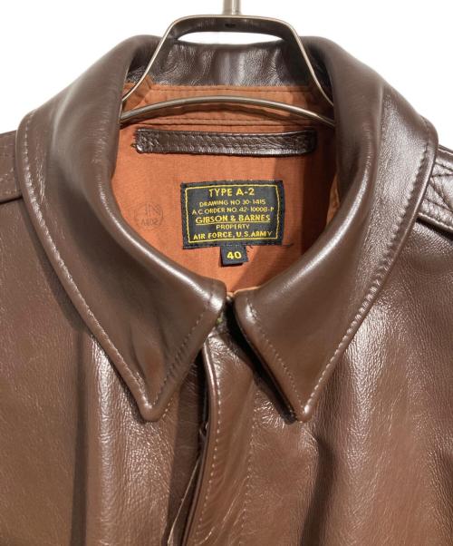 GIBSON&BARNES（ギブソンアンドバーンズ）GIBSON&BARNES (ギブソンアンドバーンズ) A-2レザージャケット/A-2 leather jacket ブラウン サイズ:40の古着・服飾アイテム