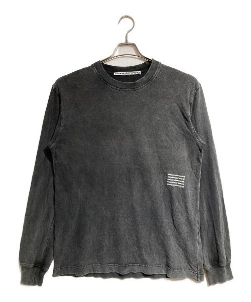 ALEXANDER WANG（アレキサンダー・ワン）ALEXANDER WANG (アレキサンダー・ワン) フェード加工ロゴプリントカットソー/長袖 グレー サイズ:Sの古着・服飾アイテム
