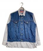 COMME des GARCONS JUNYA WATANABE MAN×LEVI'Sコム デ ギャルソン ジュンヤ ワタナベ マン×リーバイス）の古着「フロント切替デニムストライプシャツ/長袖シャツ」｜インディゴ