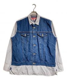 COMME des GARCONS JUNYA WATANABE MAN×LEVI'S（コム デ ギャルソン ジュンヤ ワタナベ マン×リーバイス）の古着「フロント切替デニムストライプシャツ/長袖シャツ」｜インディゴ