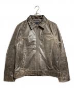 Liugoo Leathersリューグーレザーズ）の古着「VaLLet 01 SINGLE RIDERS JACKET/シングルライダースジャケット」｜ブラウン