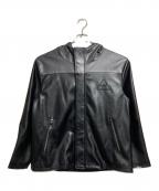 glamb×hideグラム×ヒデ）の古着「フェイクレザーラインパーカー/Faux leather lined hoodie」｜ブラック×グレー