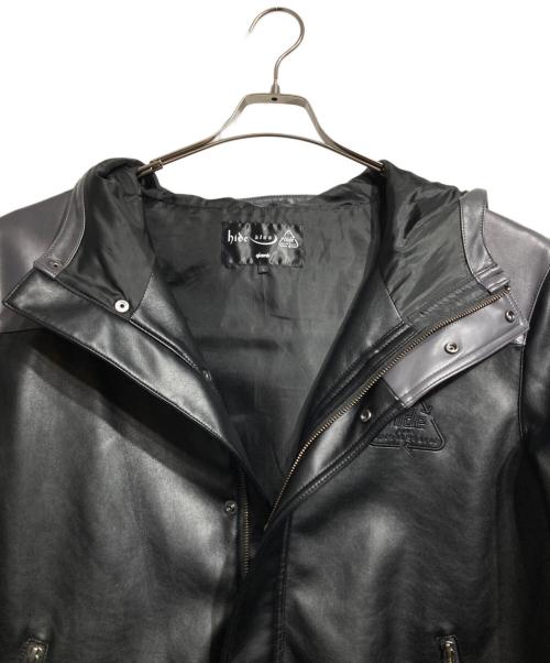 glamb（グラム）glamb (グラム) hide (ヒデ) フェイクレザーラインパーカー/Faux leather lined hoodie ブラック×グレー サイズ:Lの古着・服飾アイテム