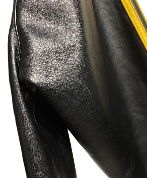 glamb（グラム）glamb (グラム) hide (ヒデ) フェイクレザーラインパーカー/Faux leather lined hoodie ブラック×グレー サイズ:Lの古着・服飾アイテム