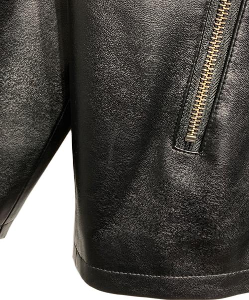 glamb（グラム）glamb (グラム) hide (ヒデ) フェイクレザーラインパーカー/Faux leather lined hoodie ブラック×グレー サイズ:Lの古着・服飾アイテム