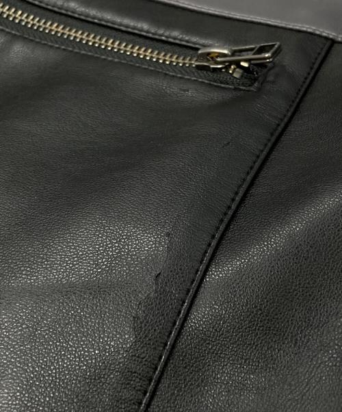 glamb（グラム）glamb (グラム) hide (ヒデ) フェイクレザーラインパーカー/Faux leather lined hoodie ブラック×グレー サイズ:Lの古着・服飾アイテム