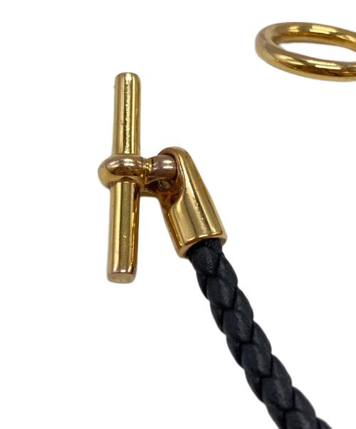 HERMES（エルメス）HERMES (エルメス) Glenan leather bracelet/グレナンレザーブレスレット ブラック×ゴールドの古着・服飾アイテム