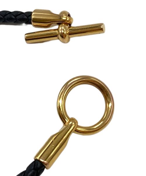 HERMES（エルメス）HERMES (エルメス) Glenan leather bracelet/グレナンレザーブレスレット ブラック×ゴールドの古着・服飾アイテム