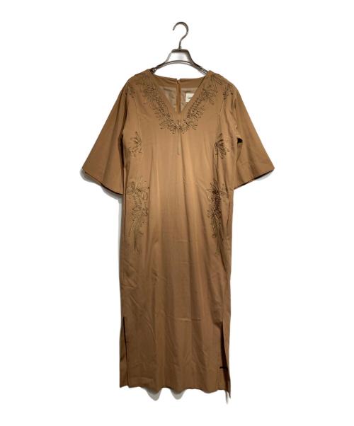 LOKITHO（ロキト）LOKITHO (ロキト) CORD EMBROIDERY DRESS/コード刺繍（刺しゅう）ワンピース ブラウン サイズ:2の古着・服飾アイテム