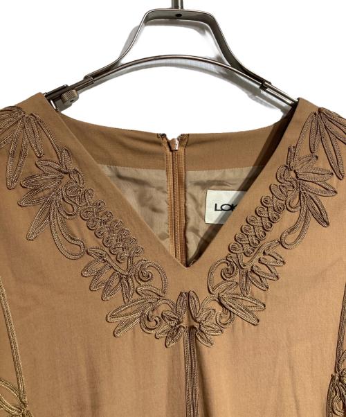 LOKITHO（ロキト）LOKITHO (ロキト) CORD EMBROIDERY DRESS/コード刺繍（刺しゅう）ワンピース ブラウン サイズ:2の古着・服飾アイテム