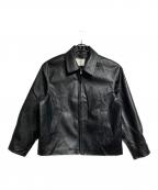 Dunstダンスト）の古着「VEGAN LEATHER ZIP-UP-BLOUSON/ビーガンレザージップアップブルゾン」｜ブラック