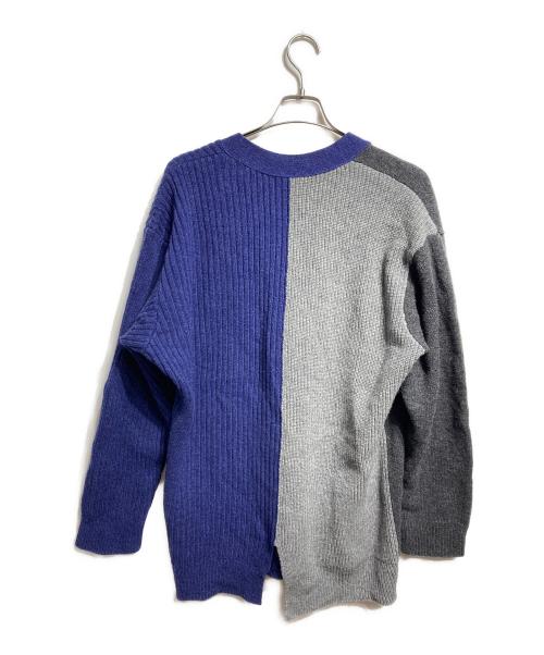 Ujoh（ウジョー）Ujoh (ウジョー) 切替ロングニットカーディガン ブルー×グレー サイズ:3の古着・服飾アイテム