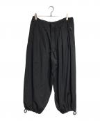 Yohji Yamamoto pour hommeヨウジヤマモト プールオム）の古着「ウールギャババルーン紐パンツ/Wool Gabardine Balloon Drawstring Pants」｜ブラック