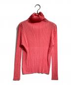 PLEATS PLEASEプリーツプリーズ）の古着「プリーツハイネックカットソー/Pleated mock-neck top」｜ピンク