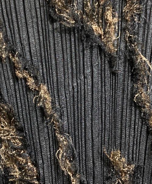 PLEATS PLEASE（プリーツプリーズ）PLEATS PLEASE (プリーツプリーズ) フリンジ装飾プリーツカットソー/Pleated top with fringe trim ブラック サイズ:3の古着・服飾アイテム