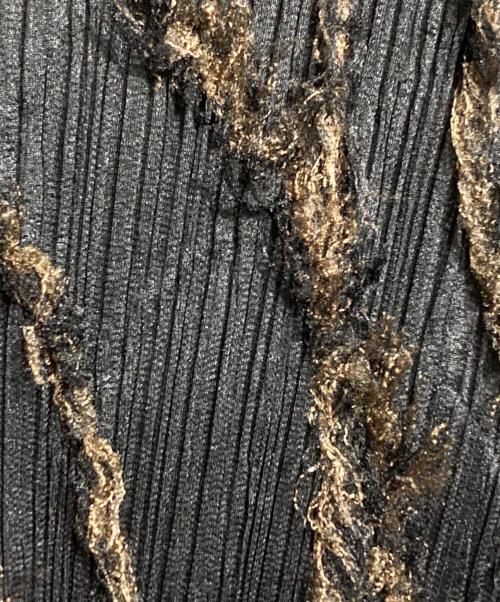 PLEATS PLEASE（プリーツプリーズ）PLEATS PLEASE (プリーツプリーズ) フリンジ装飾プリーツカットソー/Pleated top with fringe trim ブラック サイズ:3の古着・服飾アイテム