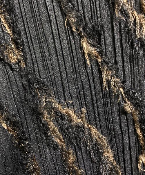 PLEATS PLEASE（プリーツプリーズ）PLEATS PLEASE (プリーツプリーズ) フリンジ装飾プリーツカットソー/Pleated top with fringe trim ブラック サイズ:3の古着・服飾アイテム