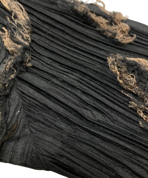 PLEATS PLEASE（プリーツプリーズ）PLEATS PLEASE (プリーツプリーズ) フリンジ装飾プリーツカットソー/Pleated top with fringe trim ブラック サイズ:3の古着・服飾アイテム