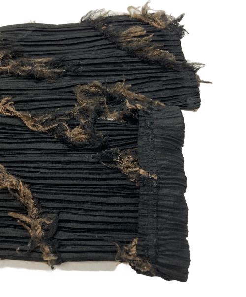 PLEATS PLEASE（プリーツプリーズ）PLEATS PLEASE (プリーツプリーズ) フリンジ装飾プリーツカットソー/Pleated top with fringe trim ブラック サイズ:3の古着・服飾アイテム