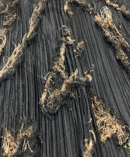 PLEATS PLEASE（プリーツプリーズ）PLEATS PLEASE (プリーツプリーズ) フリンジ装飾プリーツカットソー/Pleated top with fringe trim ブラック サイズ:3の古着・服飾アイテム