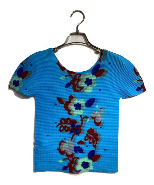 me ISSEY MIYAKE（ミーイッセイ ミヤケ）me ISSEY MIYAKE (ミーイッセイ ミヤケ) フラワープリントプリーツカットソー ブルー サイズ:FREEの古着・服飾アイテム