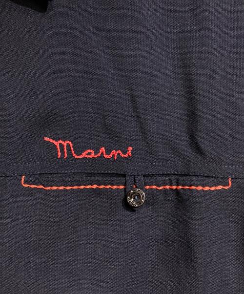 MARNI（マルニ）MARNI (マルニ) トロピカルウールステッチシャツ/Tropical Wool Stitched Shirt  ネイビー サイズ:48の古着・服飾アイテム